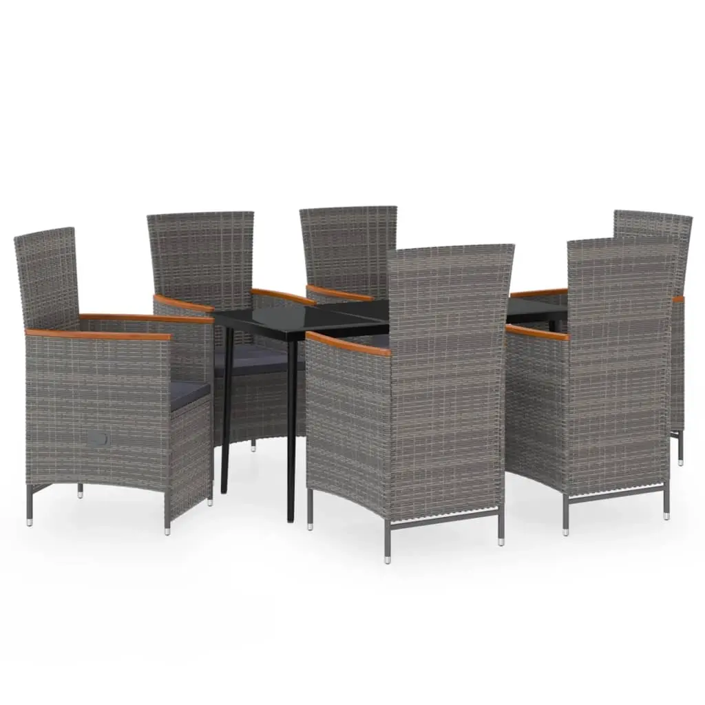 7 Piece Garden Dining Set with Cushions Grey 3099469 - Furniture