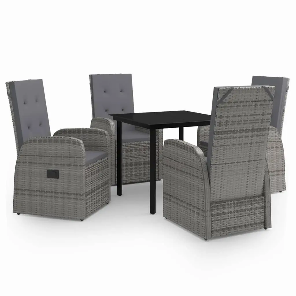 5 Piece Garden Dining Set with Cushions Grey 3099474 - Furniture