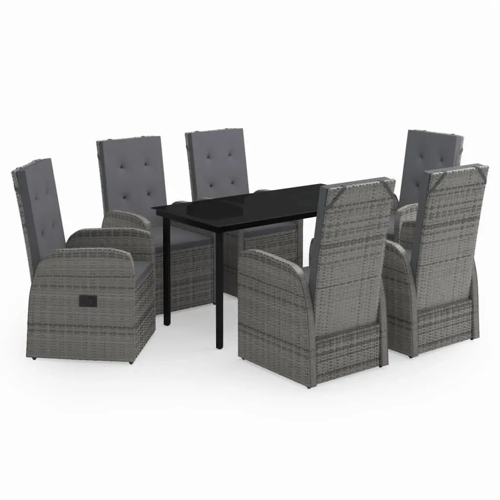 7 Piece Garden Dining Set with Cushions Grey 3099476 - Furniture