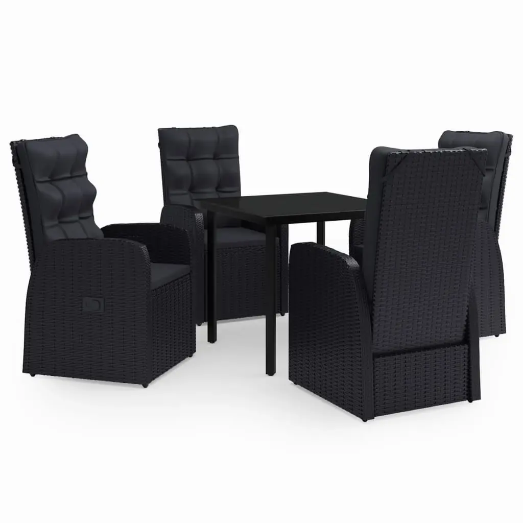 5 Piece Garden Dining Set with Cushions Black 3099480 - Furniture