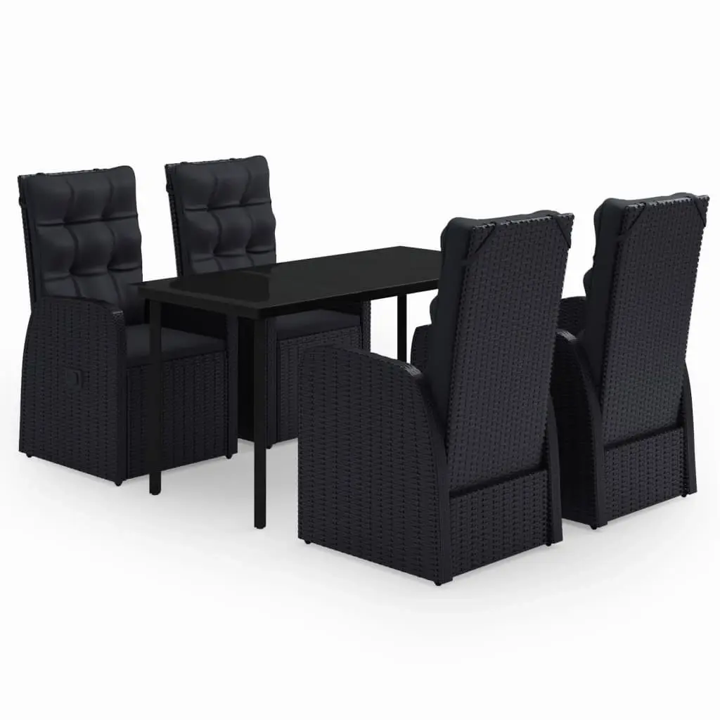 5 Piece Garden Dining Set with Cushions Black 3099481 - Furniture