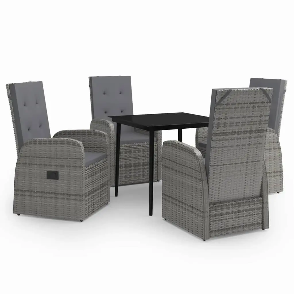 5 Piece Garden Dining Set with Cushions Grey 3099486 - Furniture