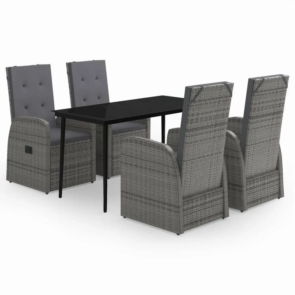 5 Piece Garden Dining Set with Cushions Grey 3099487 - Furniture