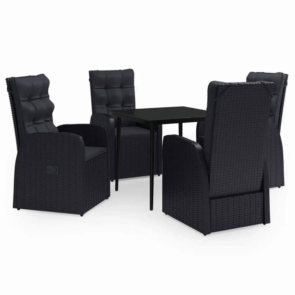 5 Piece Garden Dining Set with Cushions Black 3099492 - Furniture