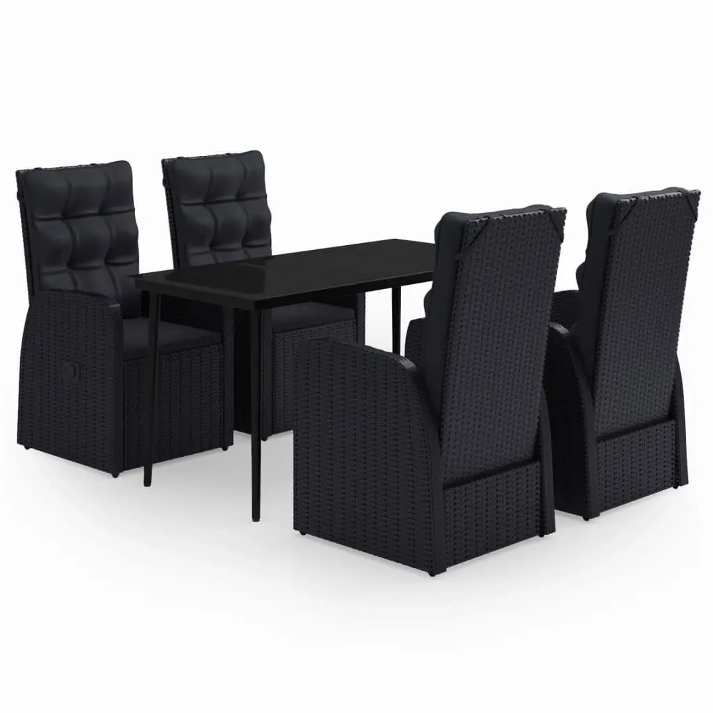 5 Piece Garden Dining Set with Cushions Black 3099493 - Furniture
