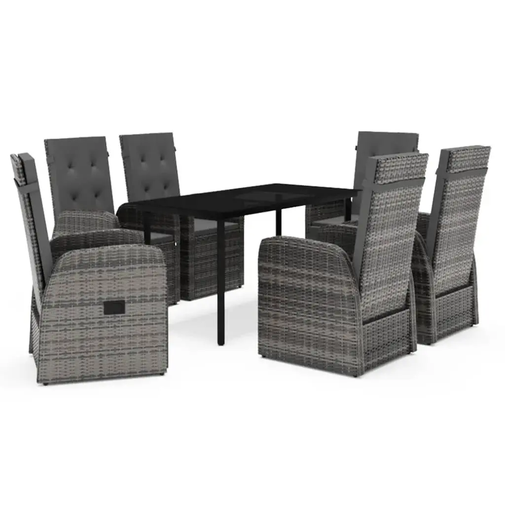 7 Piece Garden Dining Set with Cushions Grey 3099497 - Furniture
