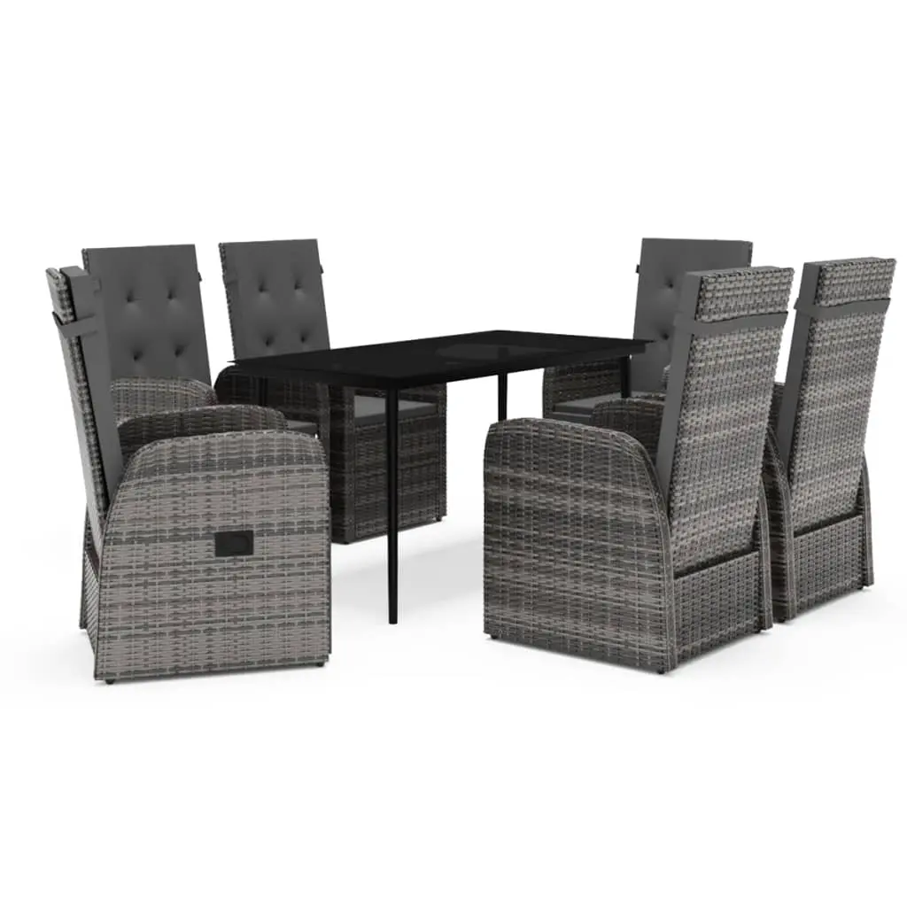 7 Piece Garden Dining Set with Cushions Grey 3099501 - Furniture