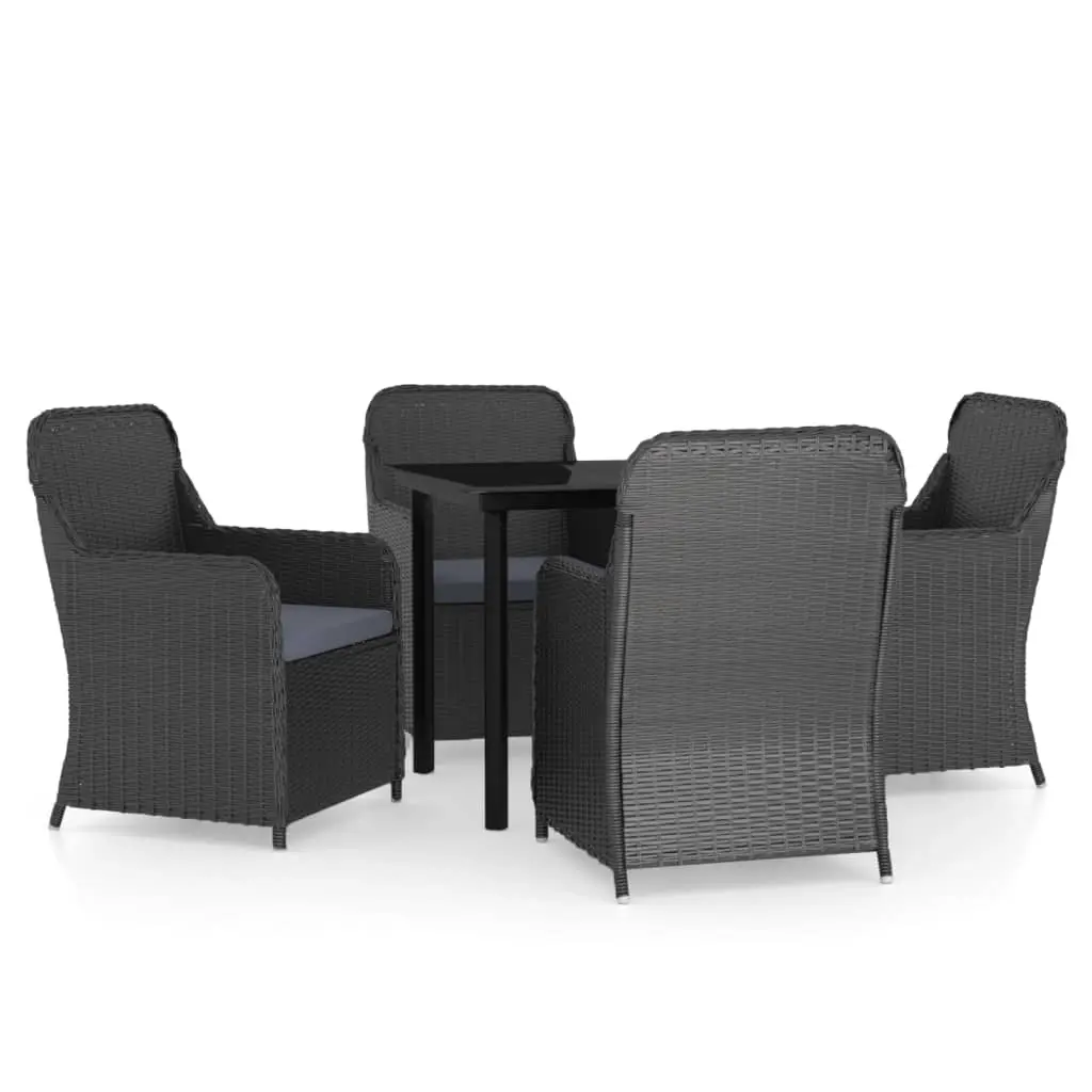 5 Piece Garden Dining Set with Cushions Black 3099530 - Furniture