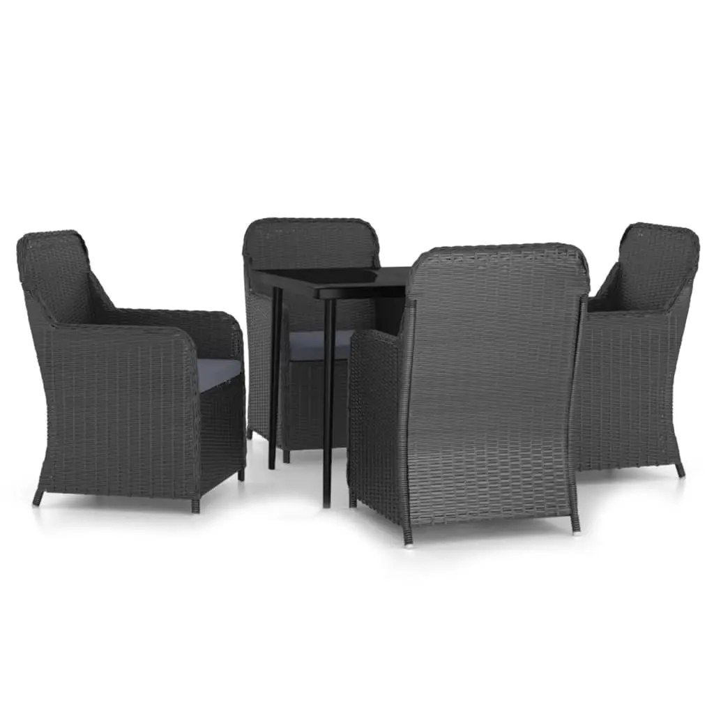 5 Piece Garden Dining Set with Cushions Black 3099542 - Furniture