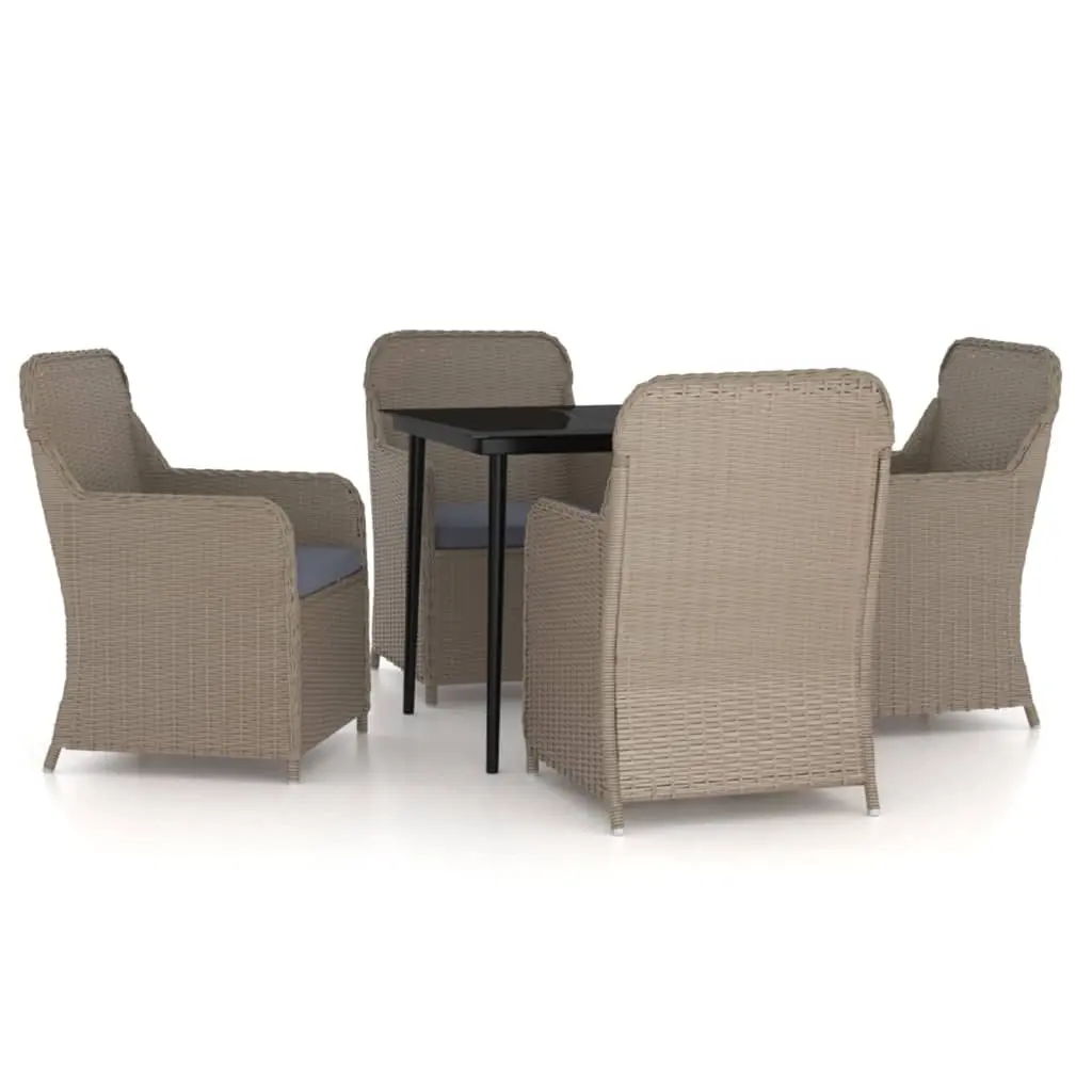 5 Piece Garden Dining Set with Cushions Brown 3099548 - Furniture