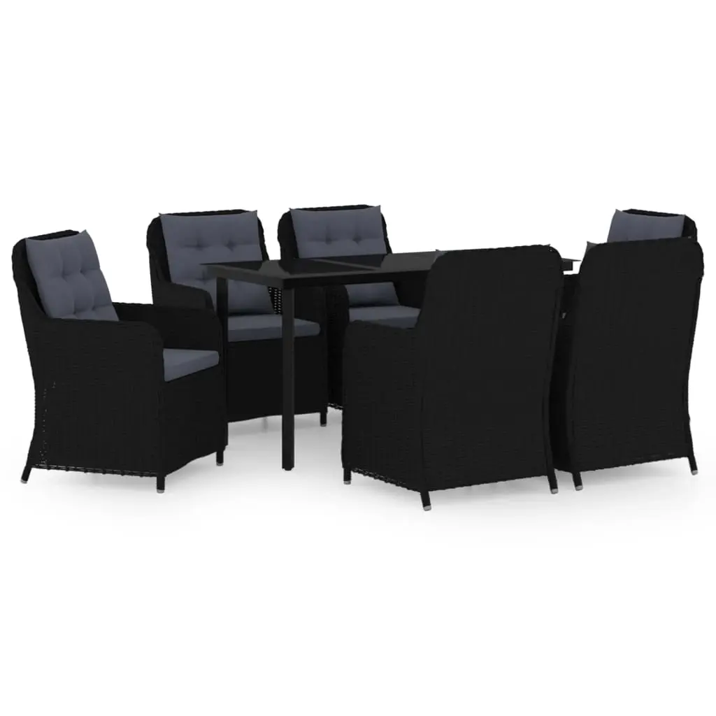 7 Piece Garden Dining Set Black 3099562 - Furniture