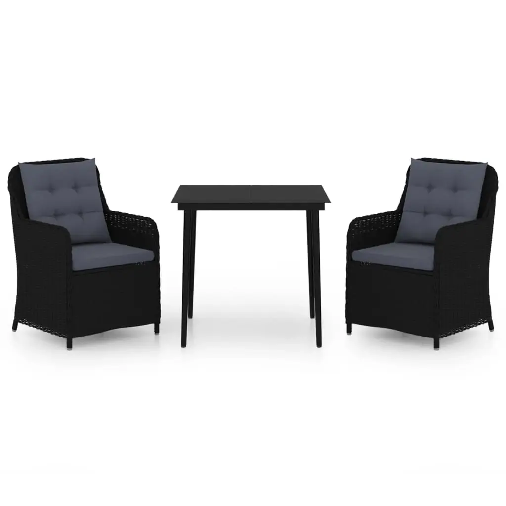 3 Piece Garden Dining Set Black 3099571 - Furniture