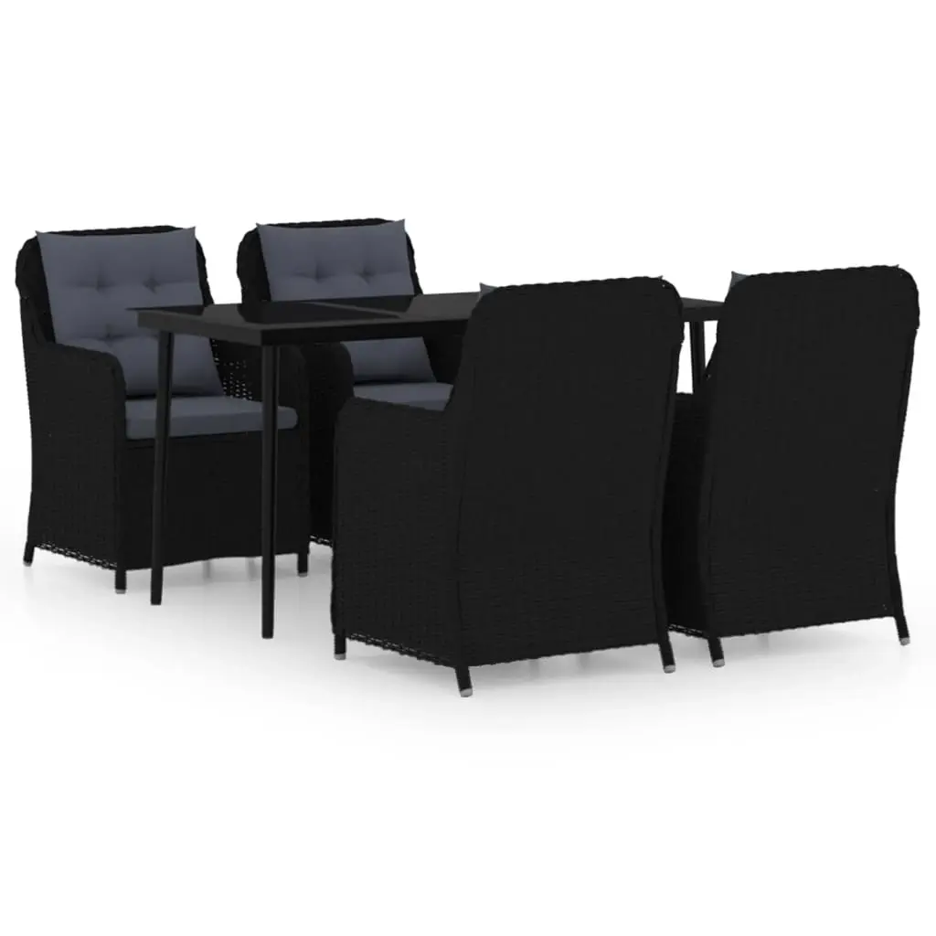5 Piece Garden Dining Set Black 3099573 - Furniture