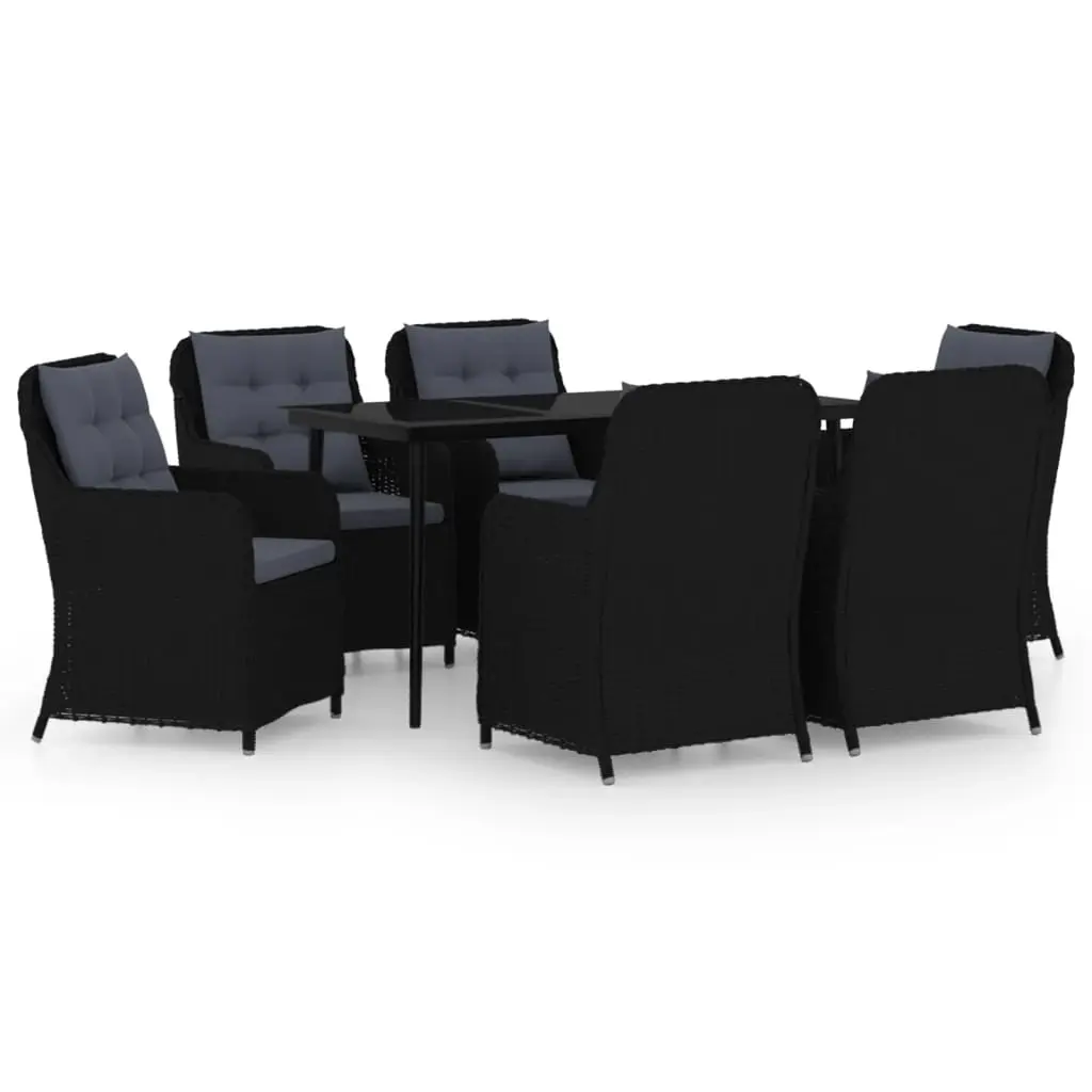 7 Piece Garden Dining Set Black 3099574 - Furniture