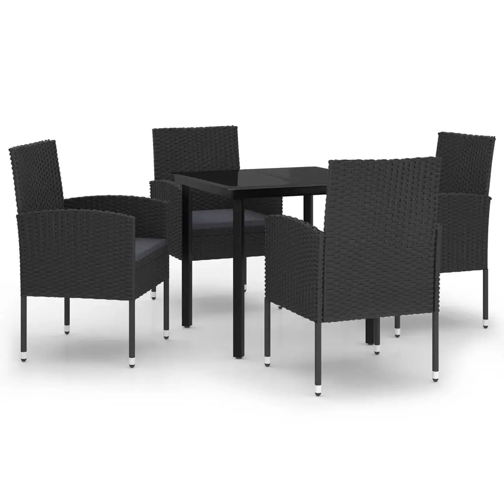 5 Piece Garden Dining Set Black 3099614 - Furniture