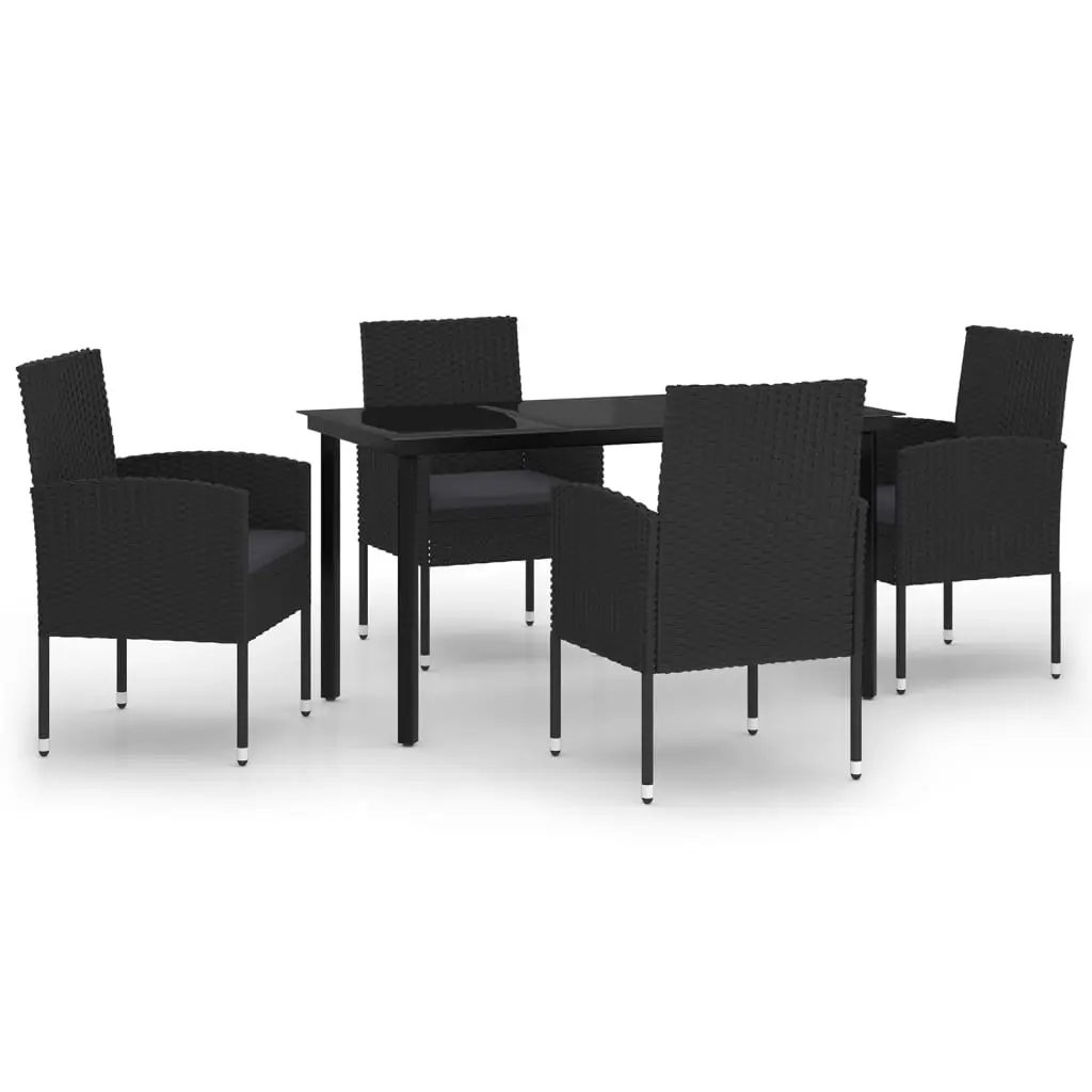 5 Piece Garden Dining Set Black 3099615 - Furniture
