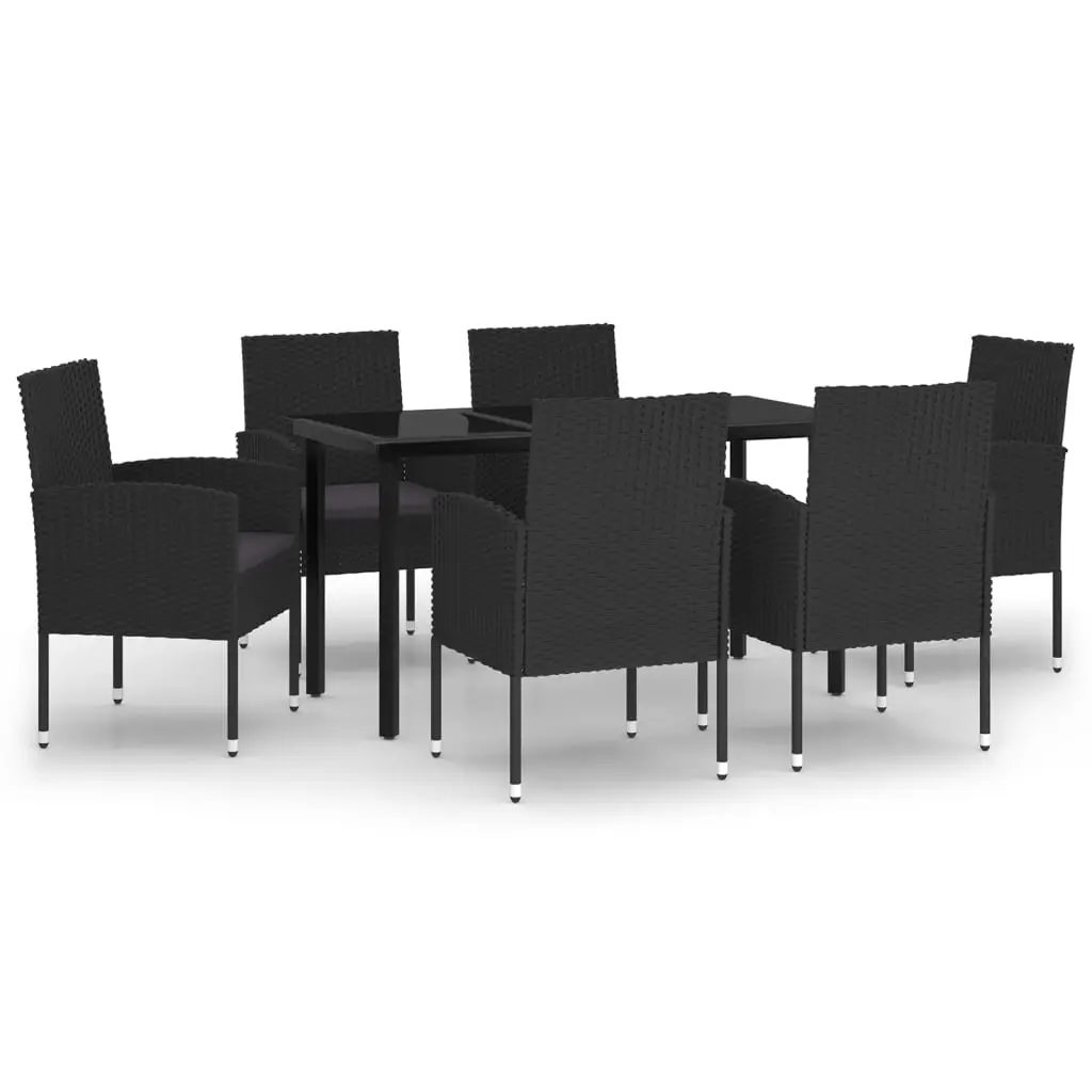7 Piece Garden Dining Set Black 3099616 - Furniture