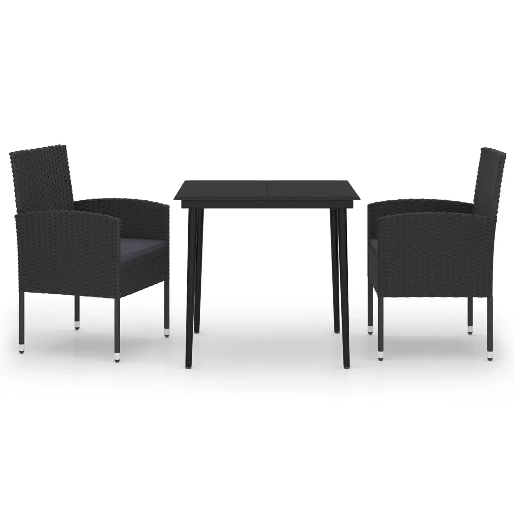 3 Piece Garden Dining Set Black 3099631 - Furniture