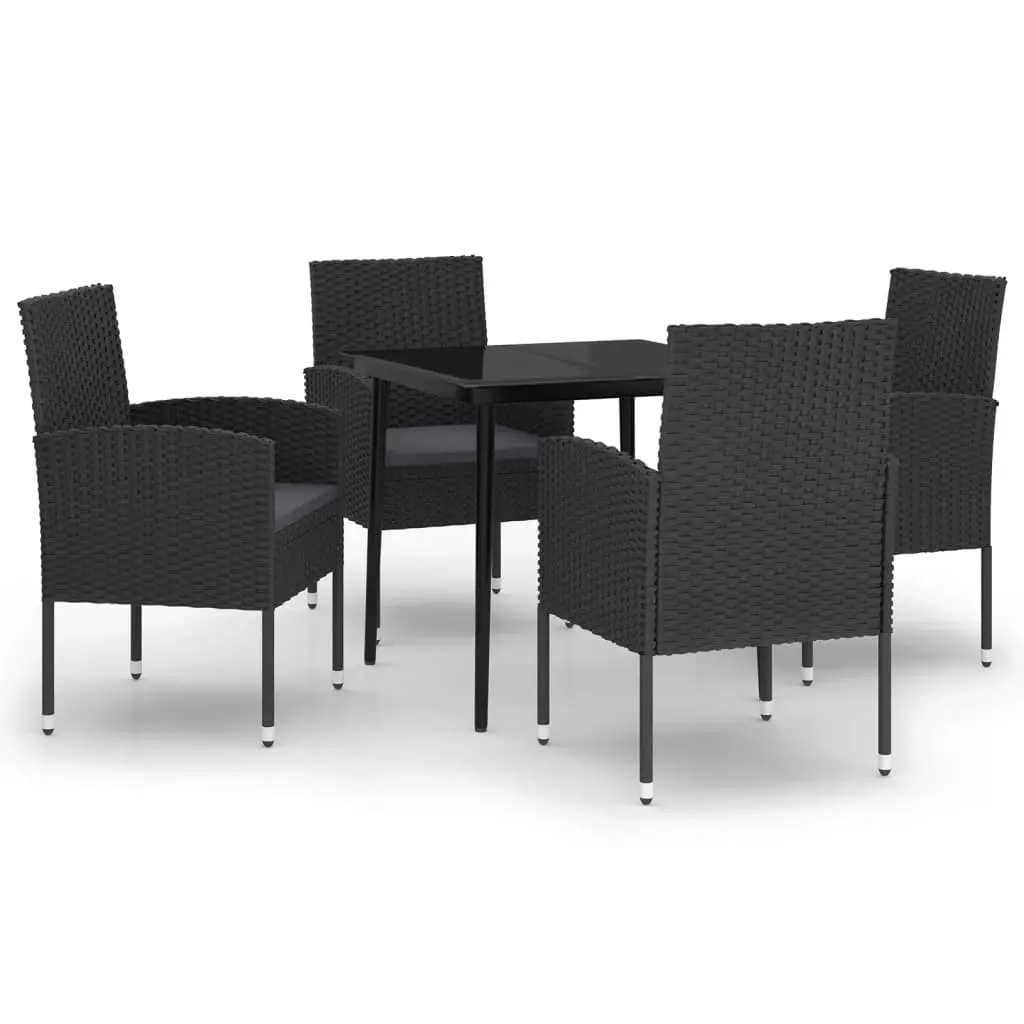 5 Piece Garden Dining Set Black 3099632 - Furniture