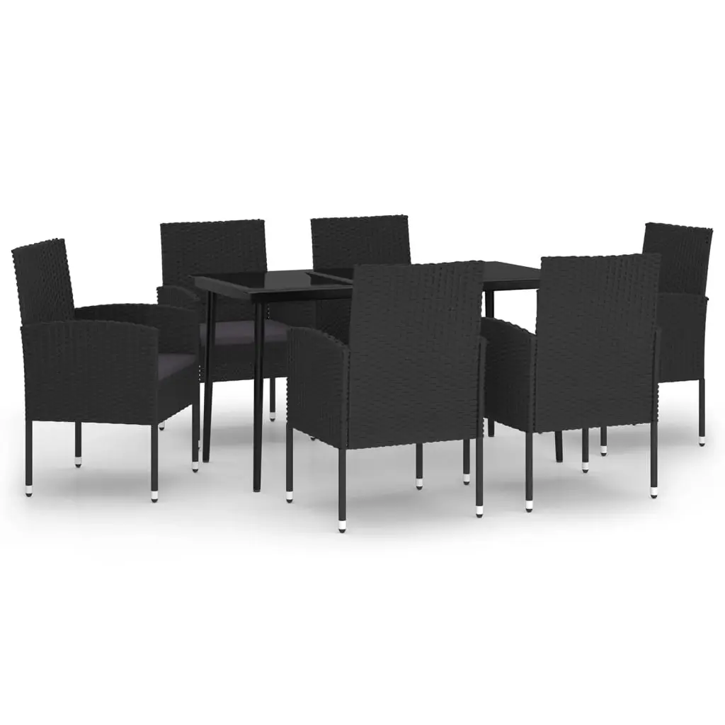 7 Piece Garden Dining Set Black 3099634 - Furniture