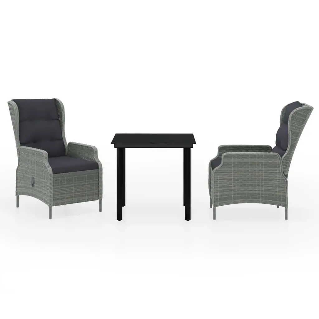 3 Piece Garden Dining Set Light Grey 3099643 - Furniture
