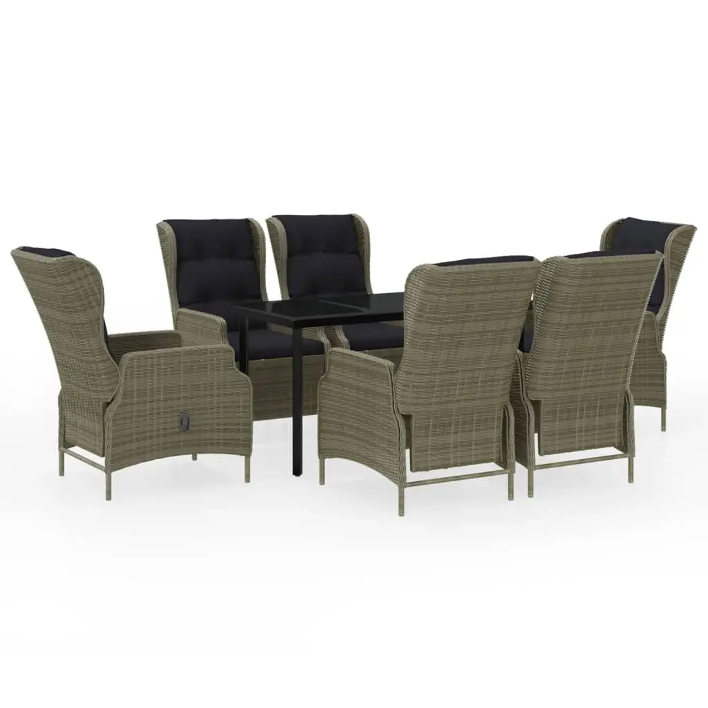 7 Piece Garden Dining Set Brown 3099652 - Furniture