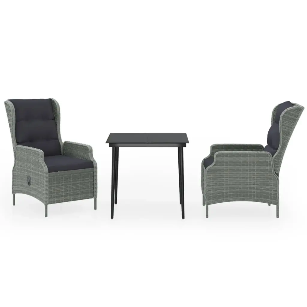 3 Piece Garden Dining Set Light Grey 3099661 - Furniture