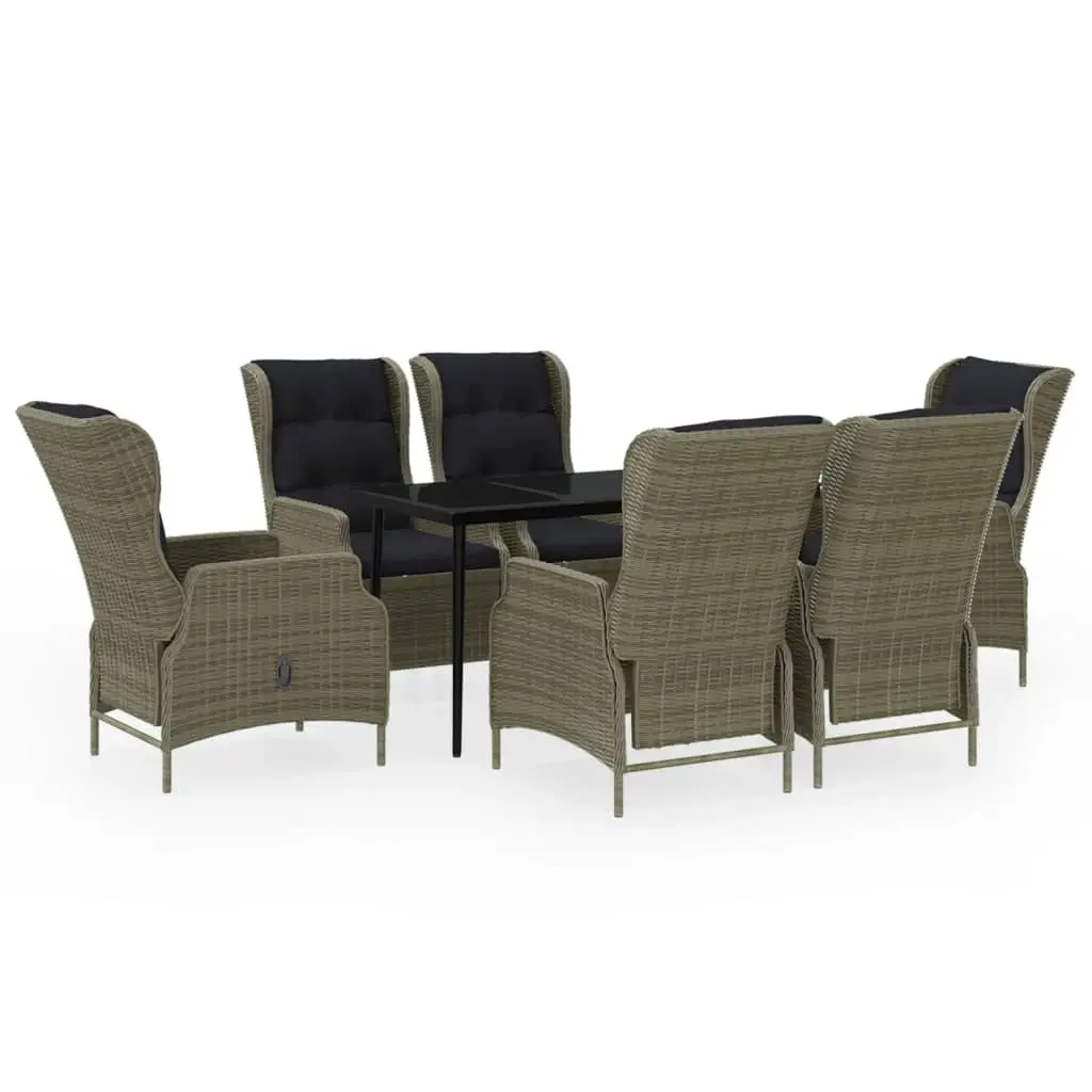 7 Piece Garden Dining Set Brown 3099670 - Furniture