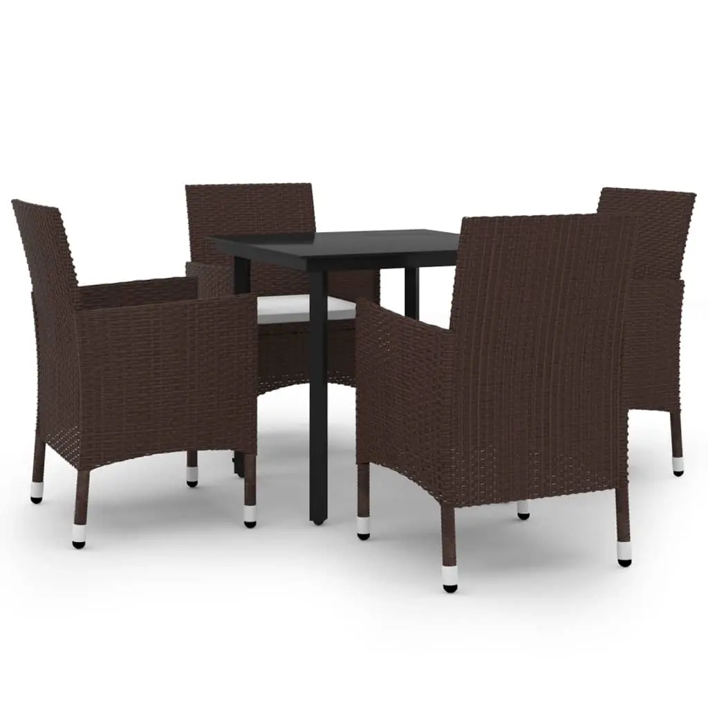 5 Piece Garden Dining Set Poly Rattan and Glass 3099674 - Furniture