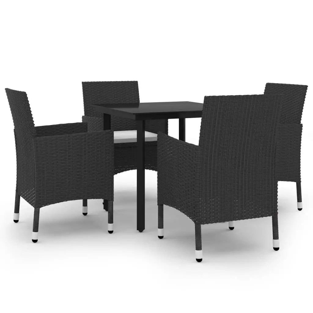 5 Piece Garden Dining Set Poly Rattan and Glass 3099680 - Furniture