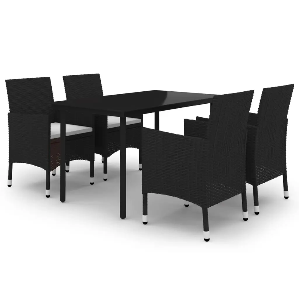 5 Piece Garden Dining Set Poly Rattan and Glass 3099681 - Furniture