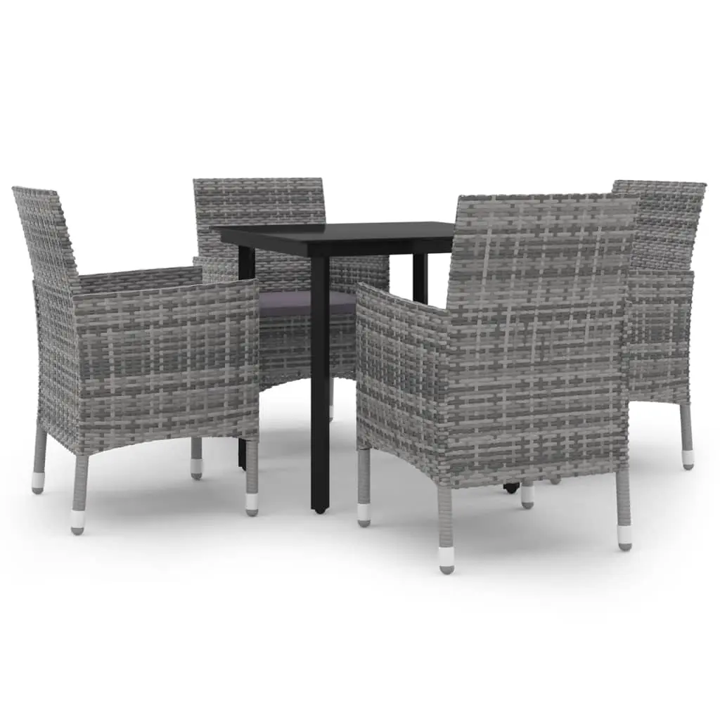 5 Piece Garden Dining Set Poly Rattan and Glass 3099692 - Furniture