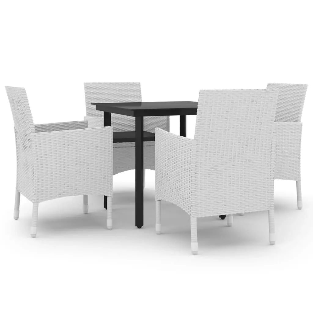 5 Piece Garden Dining Set Poly Rattan and Glass 3099698 - Furniture
