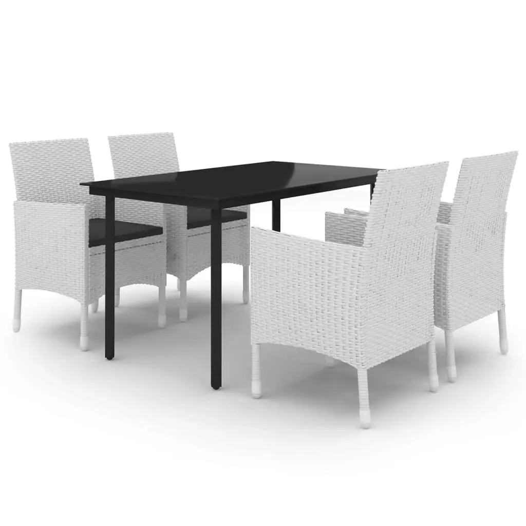5 Piece Garden Dining Set Poly Rattan and Glass 3099699 - Furniture