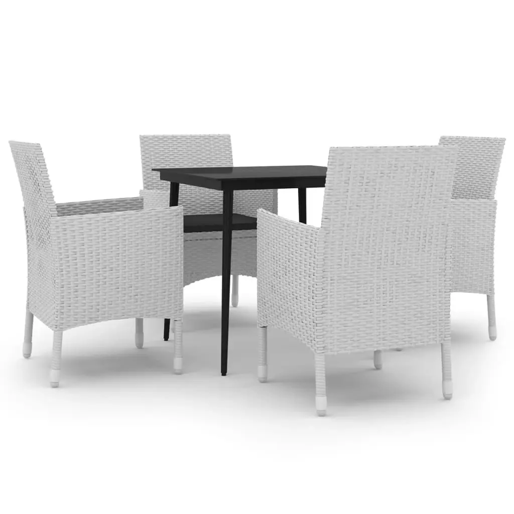 5 Piece Garden Dining Set with Cushions Poly Rattan and Glass 3099746 - Furniture