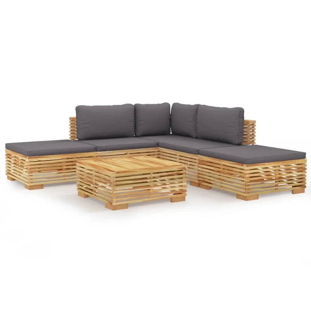 6 Piece Garden Lounge Set with Cushions Solid Wood Teak 3100854 - Furniture