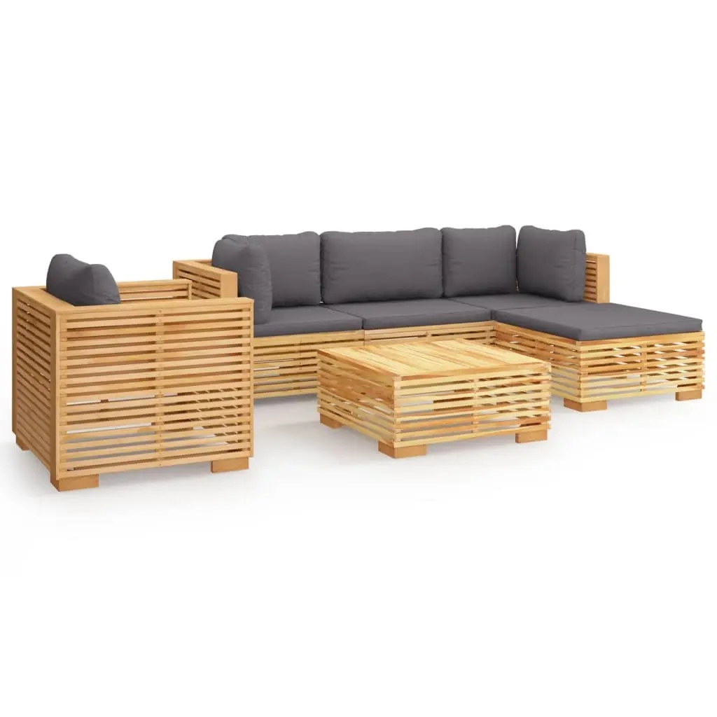 6 Piece Garden Lounge Set with Cushions Solid Wood Teak 3100858 - Furniture