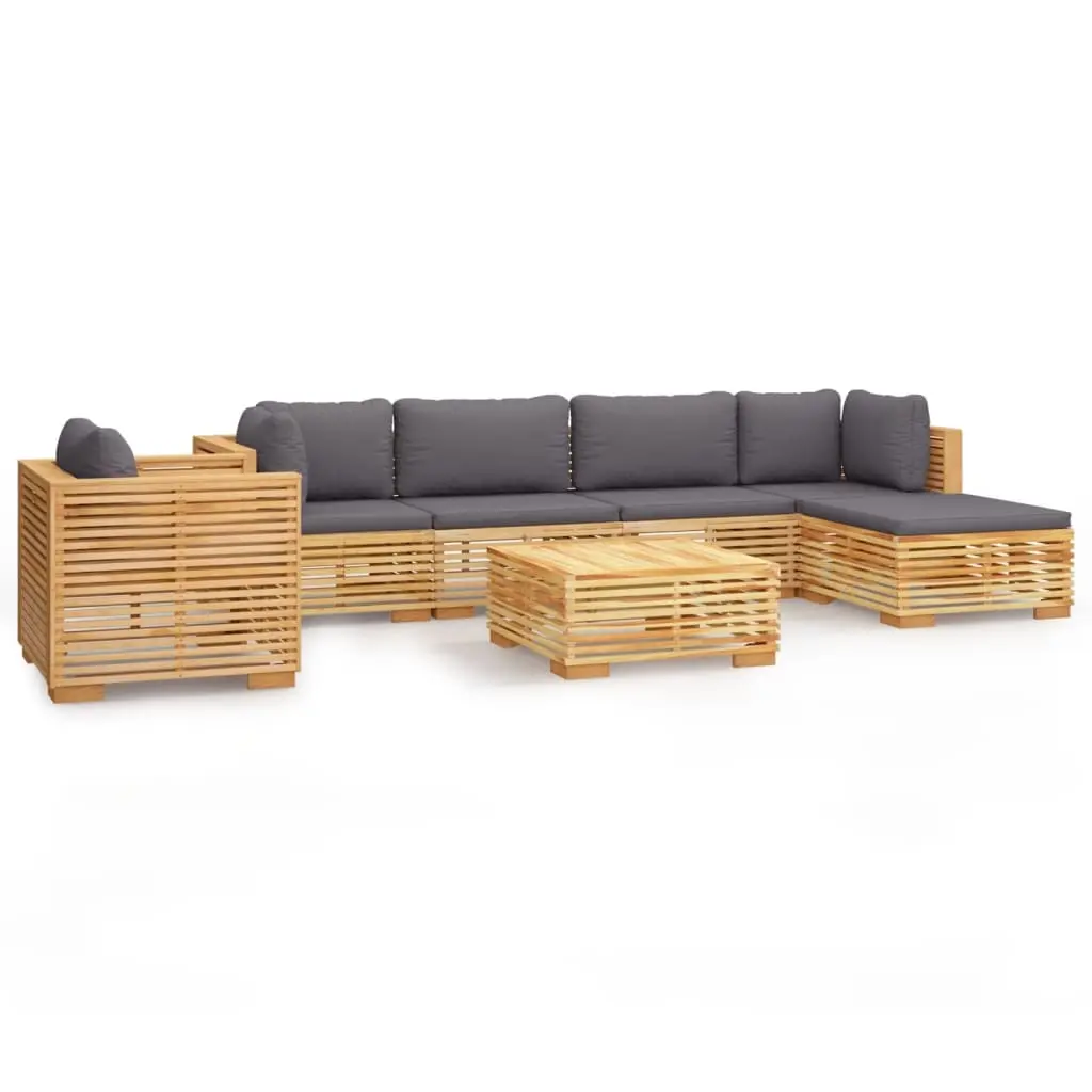 7 Piece Garden Lounge Set with Cushions Solid Wood Teak 3100862 - Furniture