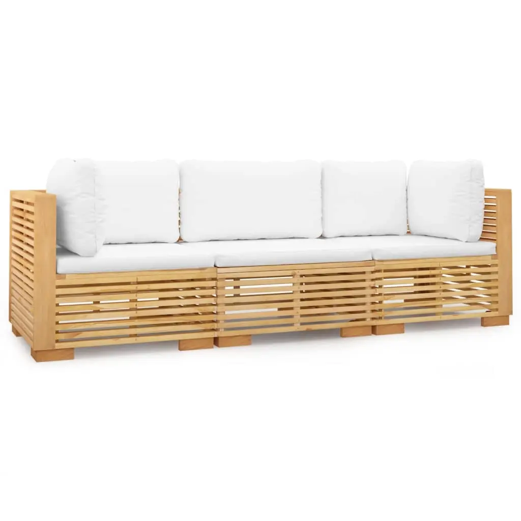 3 Piece Garden Lounge Set with Cushions Solid Wood Teak 3100865 - Furniture