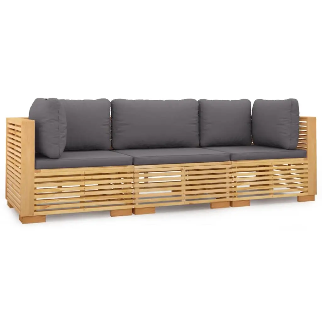 3 Piece Garden Lounge Set with Cushions Solid Wood Teak 3100866 - Furniture