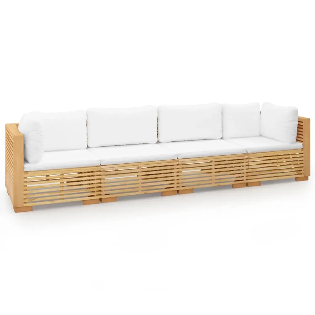 4 Piece Garden Lounge Set with Cushions Solid Wood Teak 3100867 - Furniture