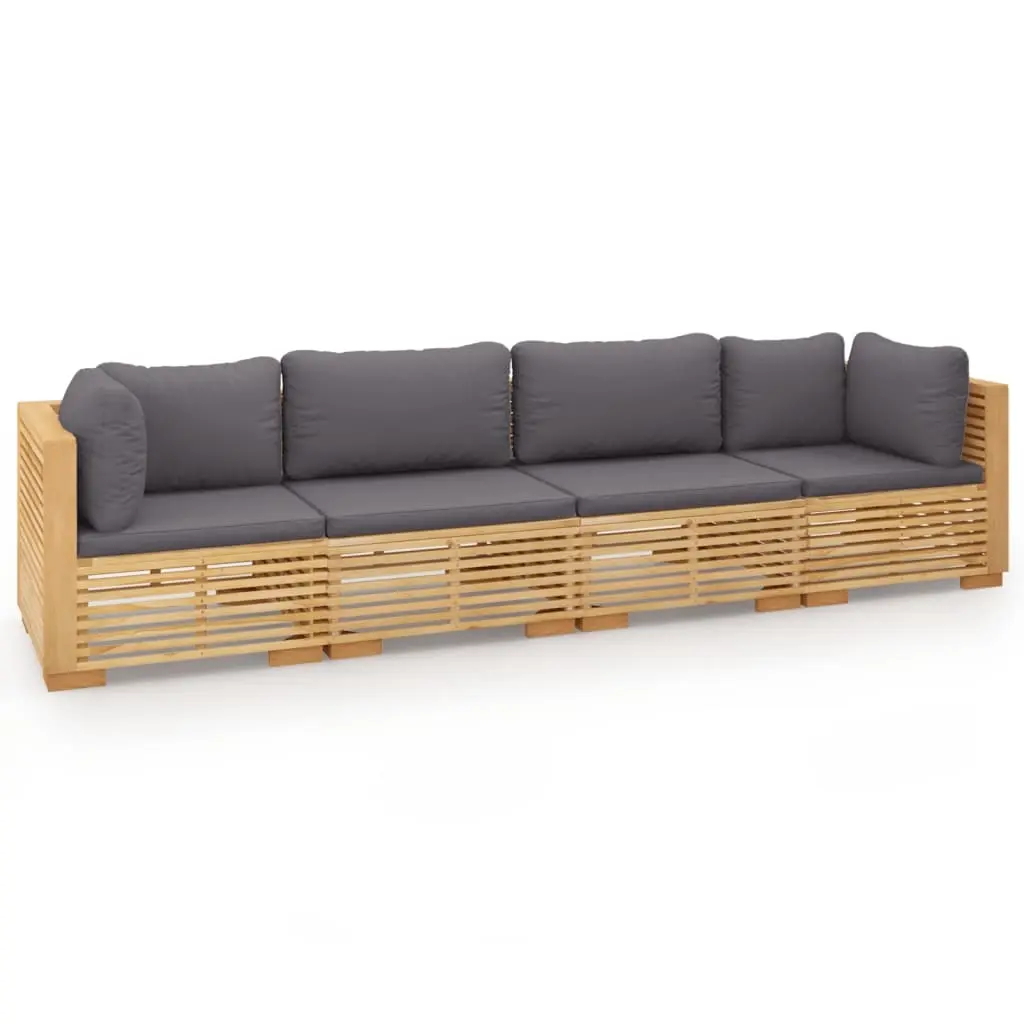 4 Piece Garden Lounge Set with Cushions Solid Wood Teak 3100868 - Furniture