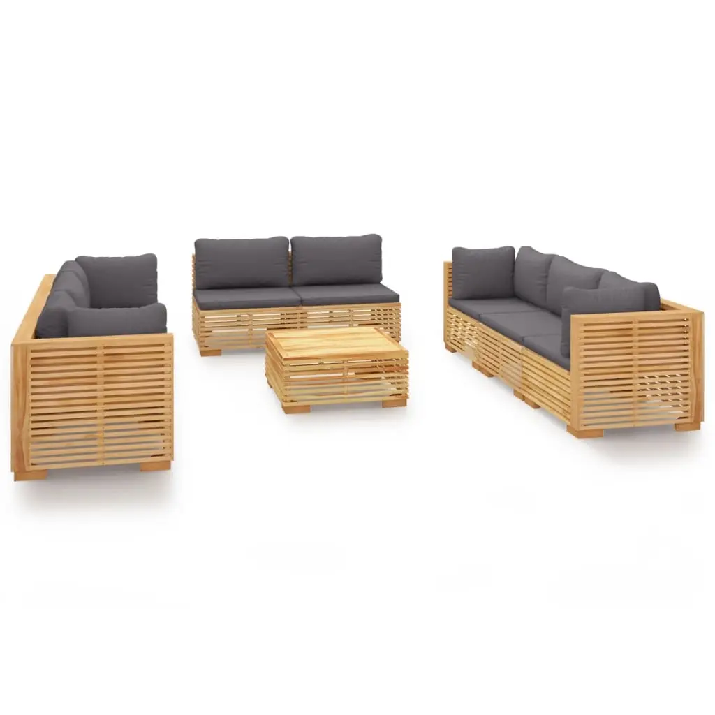 9 Piece Garden Lounge Set with Cushions Solid Teak Wood 3100874 - Furniture