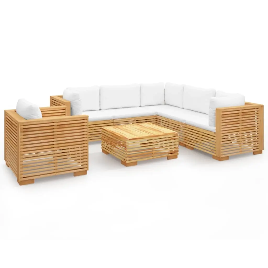 7 Piece Garden Lounge Set with Cushions Solid Teak Wood 3100875 - Furniture