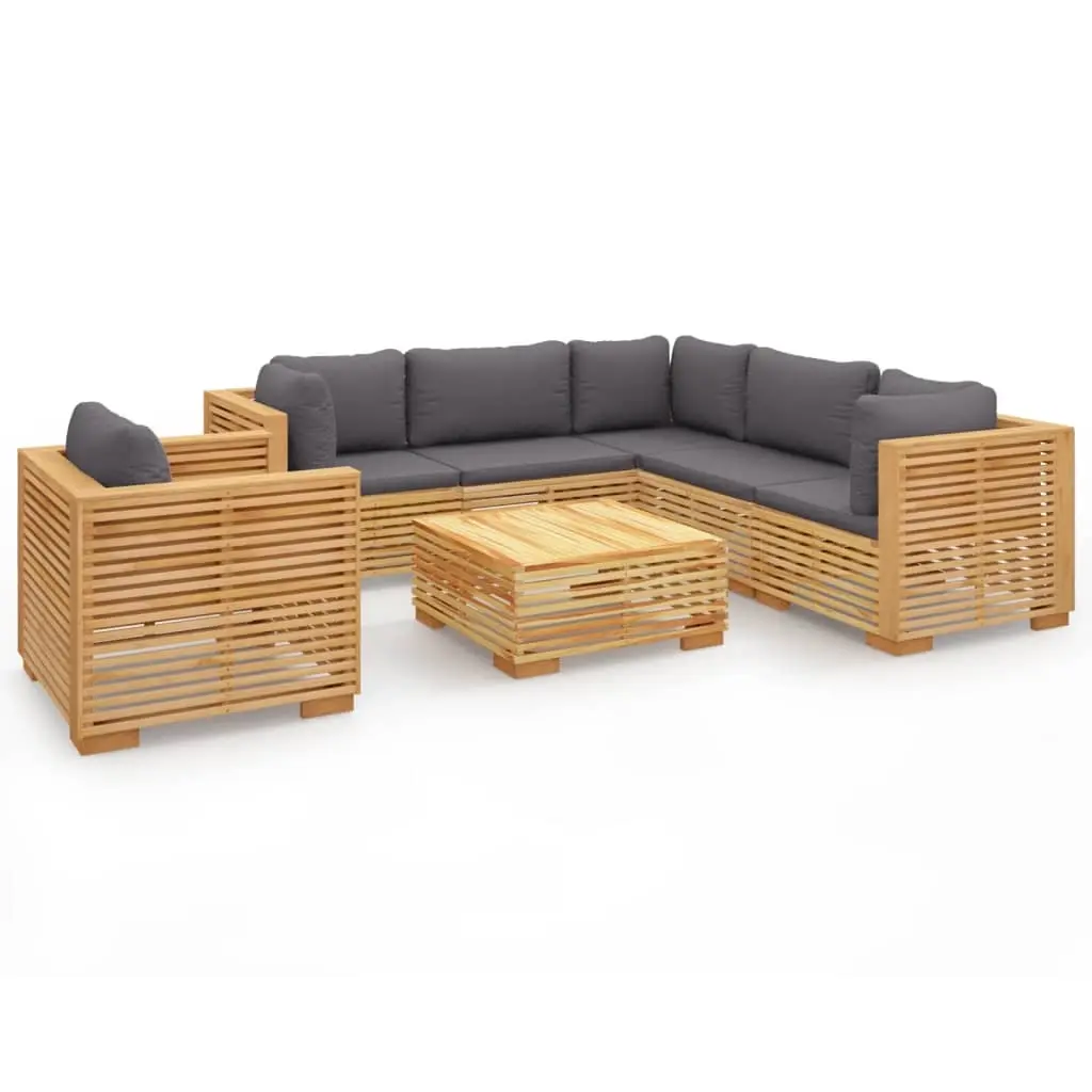 7 Piece Garden Lounge Set with Cushions Solid Teak Wood 3100876 - Furniture