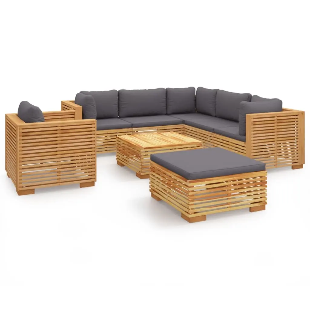 8 Piece Garden Lounge Set with Cushions Solid Teak Wood 3100878 - Furniture