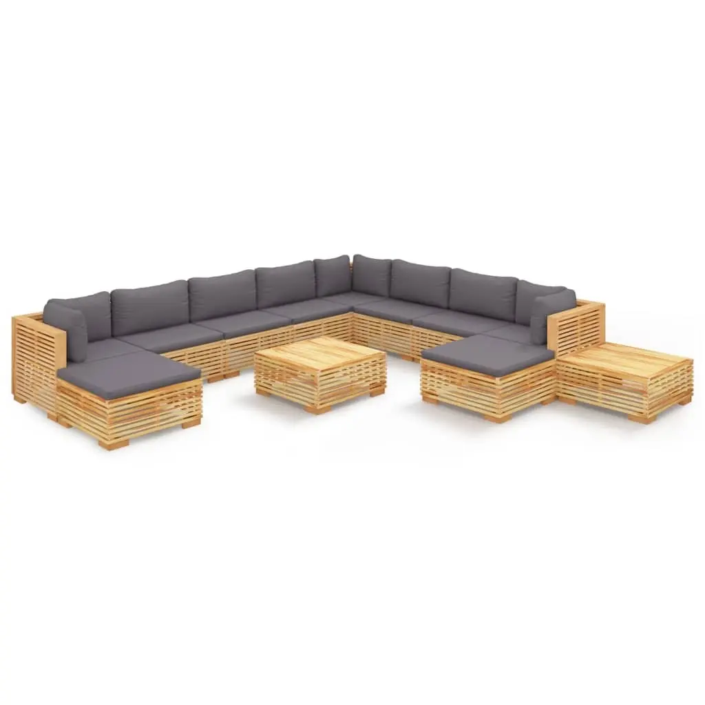 12 Piece Garden Lounge Set with Cushions Solid Teak Wood 3100888 - Furniture