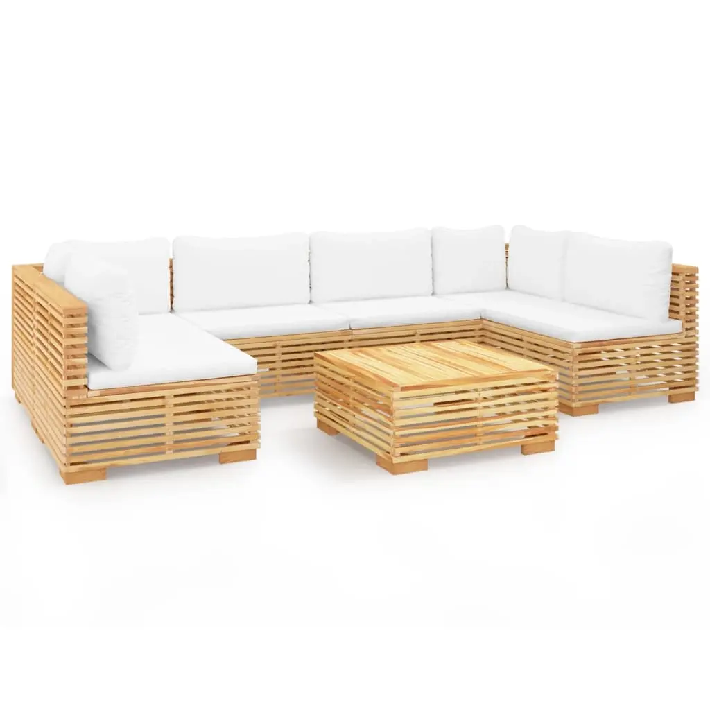 7 Piece Garden Lounge Set with Cushions Solid Teak Wood 3100893 - Furniture