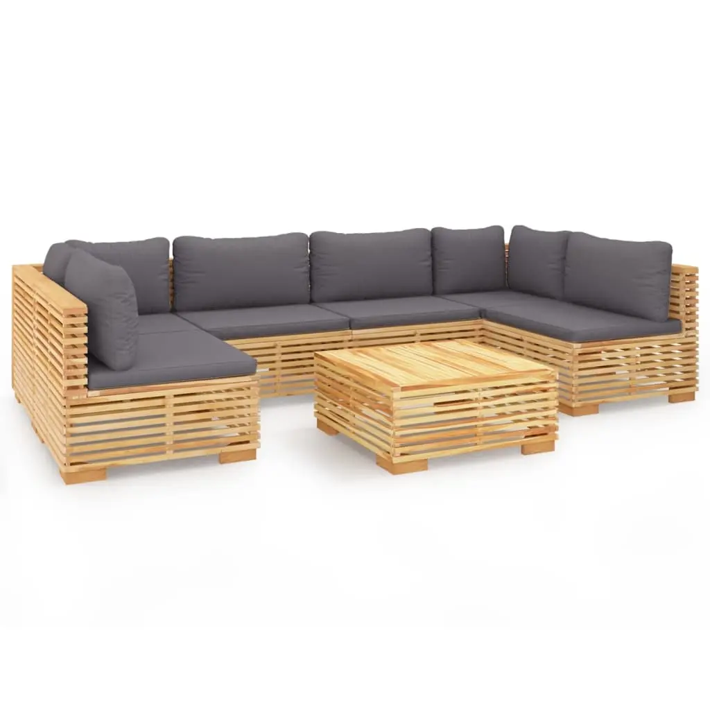 7 Piece Garden Lounge Set with Cushions Solid Teak Wood 3100894 - Furniture