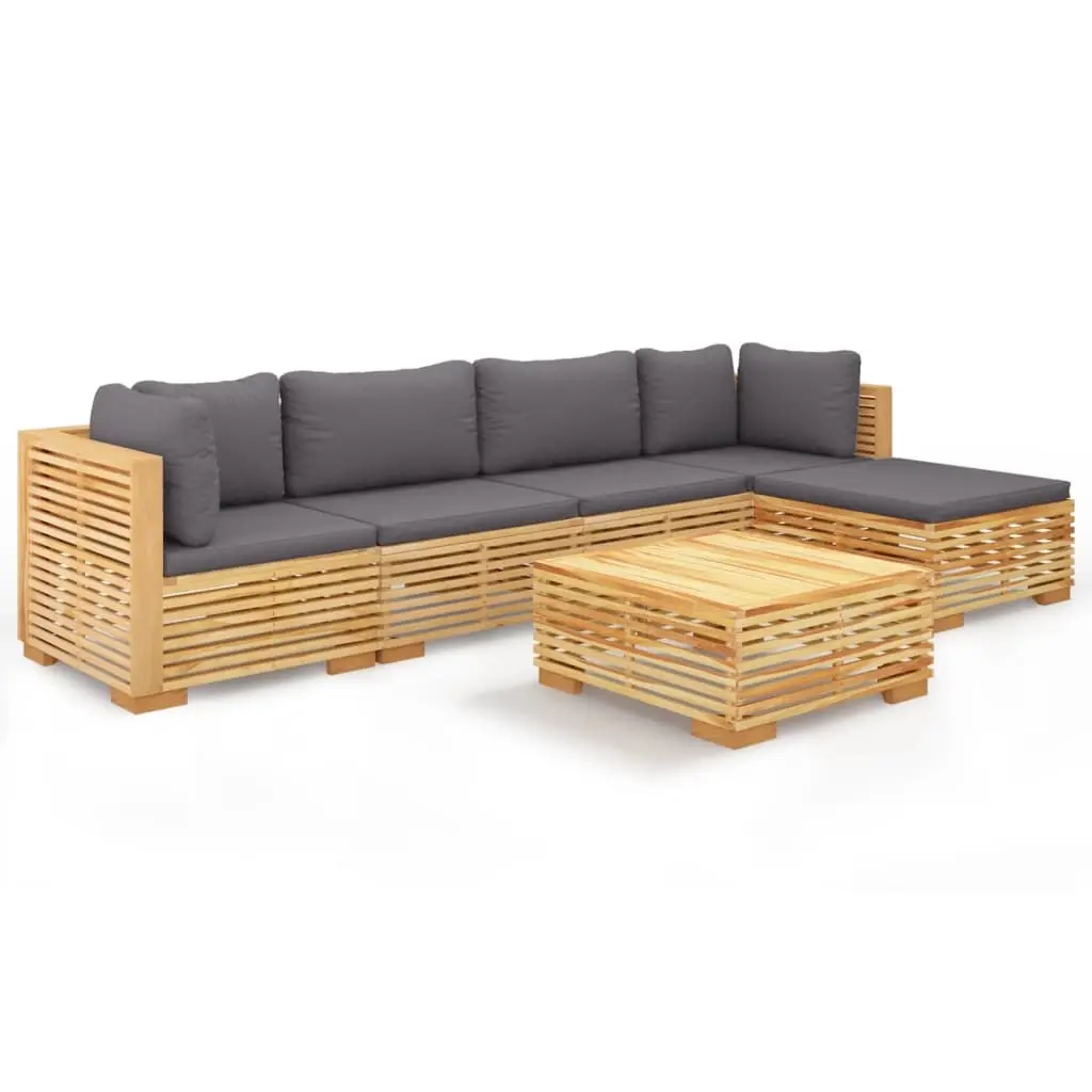 6 Piece Garden Lounge Set with Cushions Solid Teak Wood 3100898 - Furniture